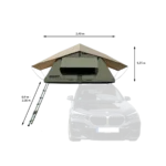 Owen Two Plus Tente de Toit pour Camping et Voyage, avec Pre-Tente, avec échelle, Couleur Verte Olive – Image 2
